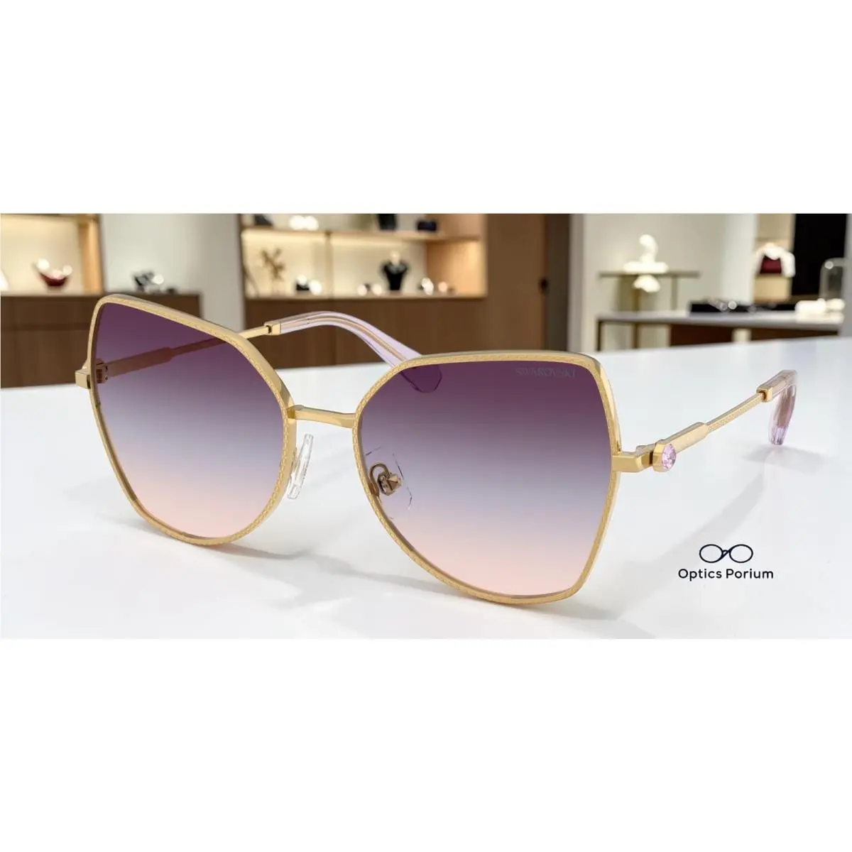 SK7037 4036U7 Gold Gradient Brown Blue Violet 58 mm Women`s Sunglasses by Swarovski