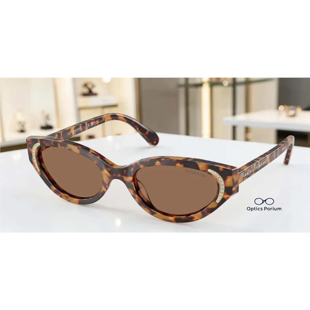 SK6030 104073 Havana Medio Dark Brown 52 mm Women`s Sunglasses by Swarovski