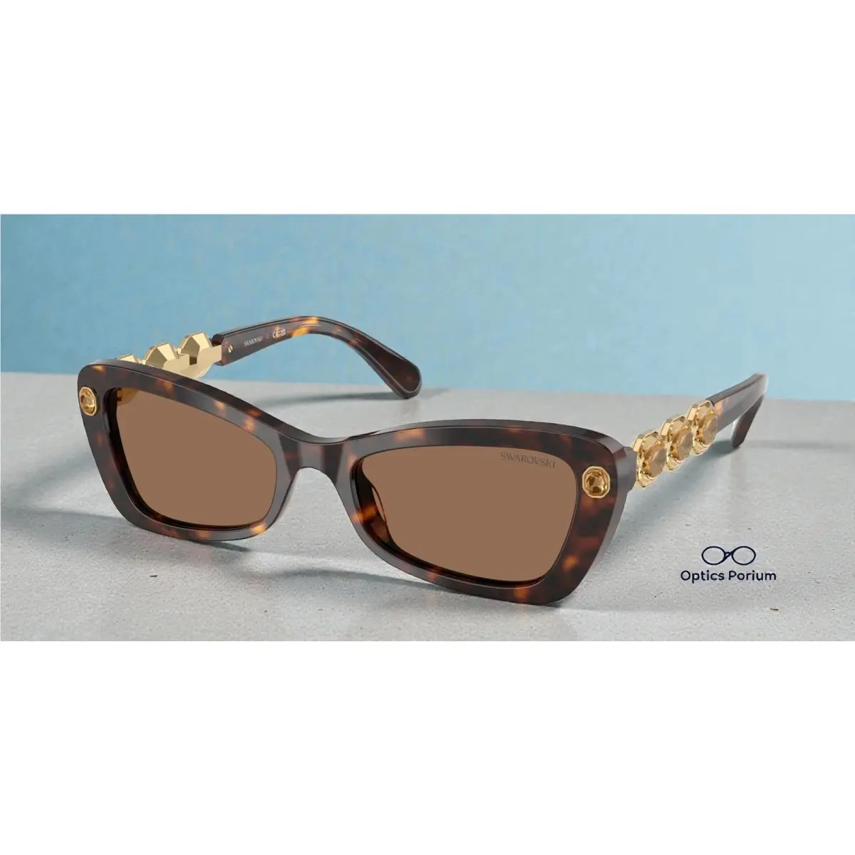 SK6033 100273 Havana Dark Brown 54 mm Women`s Sunglasses by Swarovski
