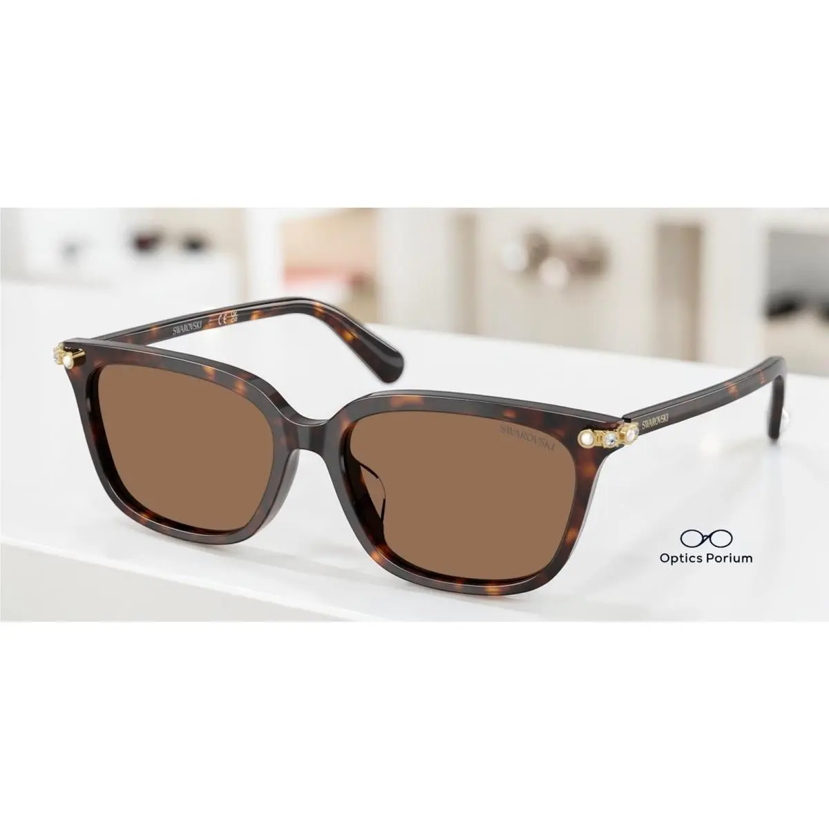 SK6064D 100273 Havana Dark Brown 56 mm Women`s Sunglasses by Swarovski