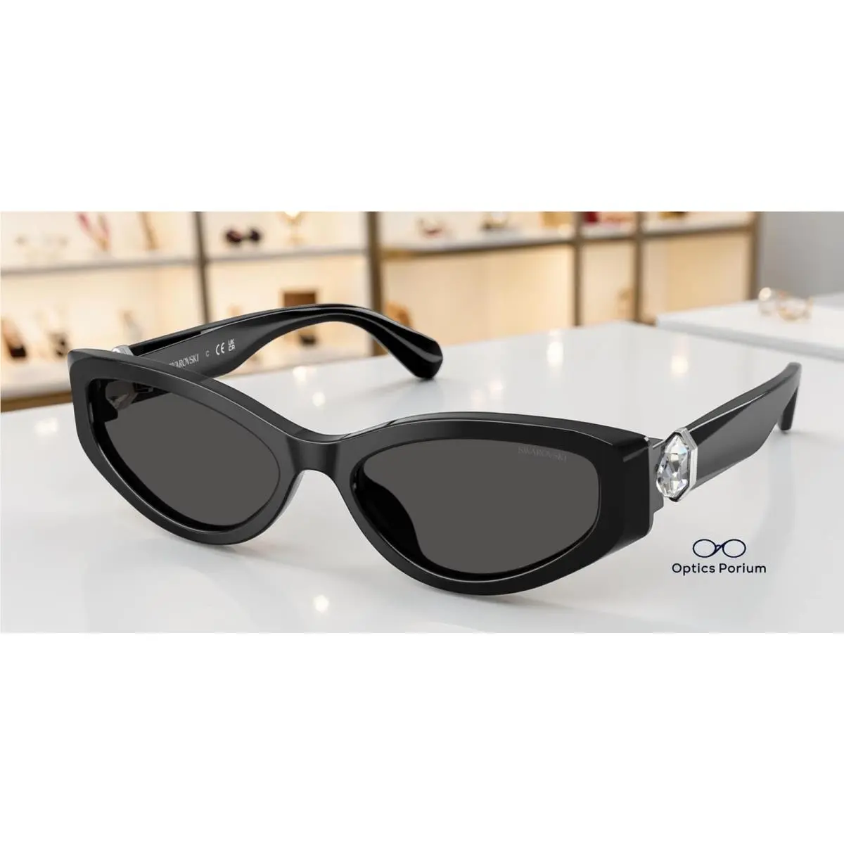 SK6045U 100187 Black Dark Grey 55 mm Women`s Sunglasses by Swarovski
