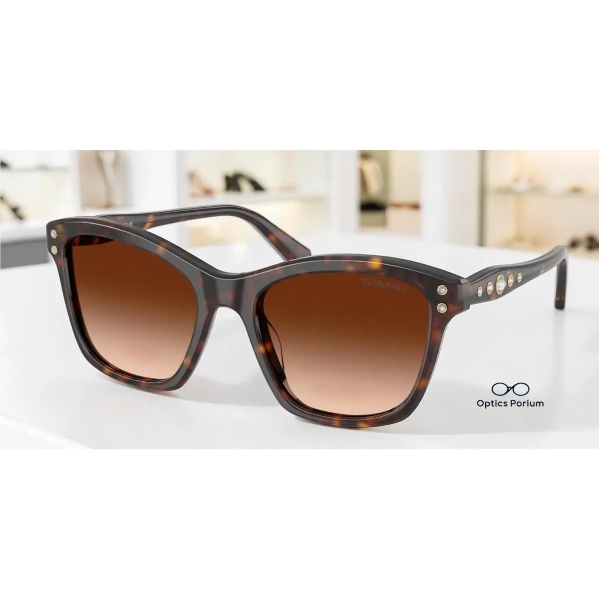SK6063 100274 Havana Gradient Brown 54 mm Women`s Sunglasses by Swarovski