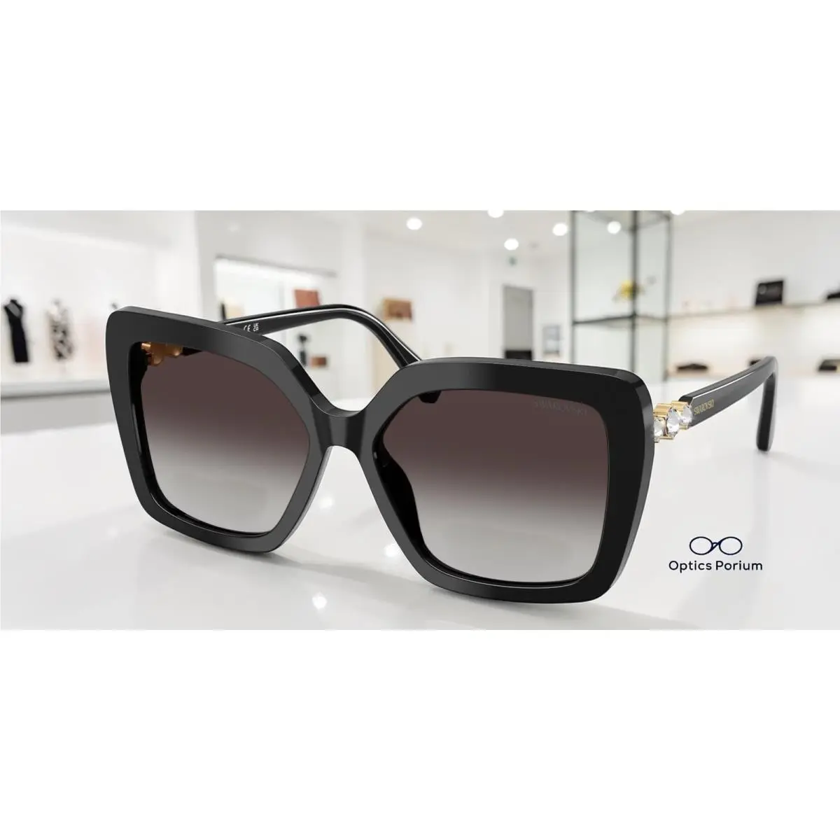 SK6049 10018G Black Gradient Grey 57 mm Women`s Sunglasses by Swarovski