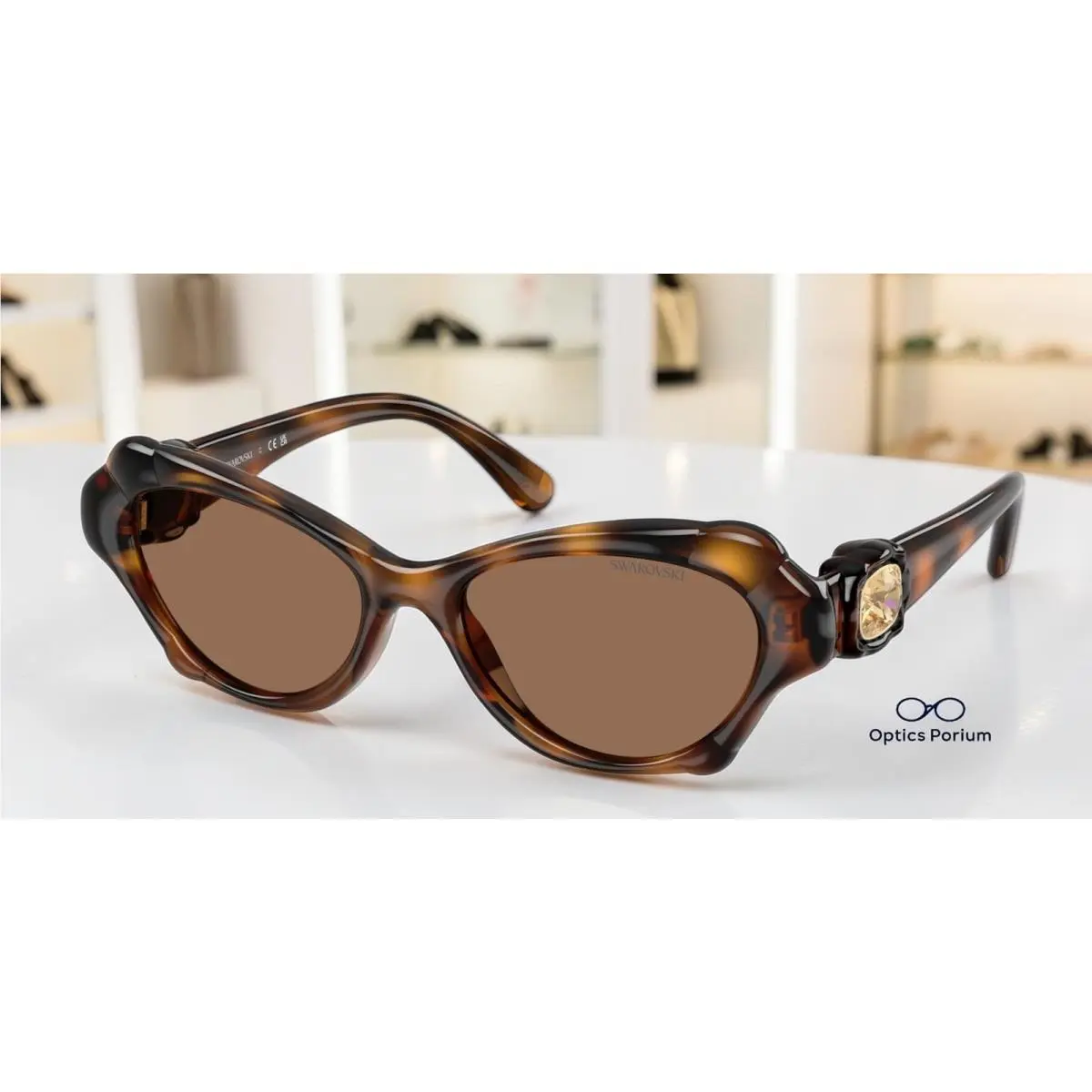 SK6050 100273 Havana Dark Brown 52 mm Women`s Sunglasses by Swarovski