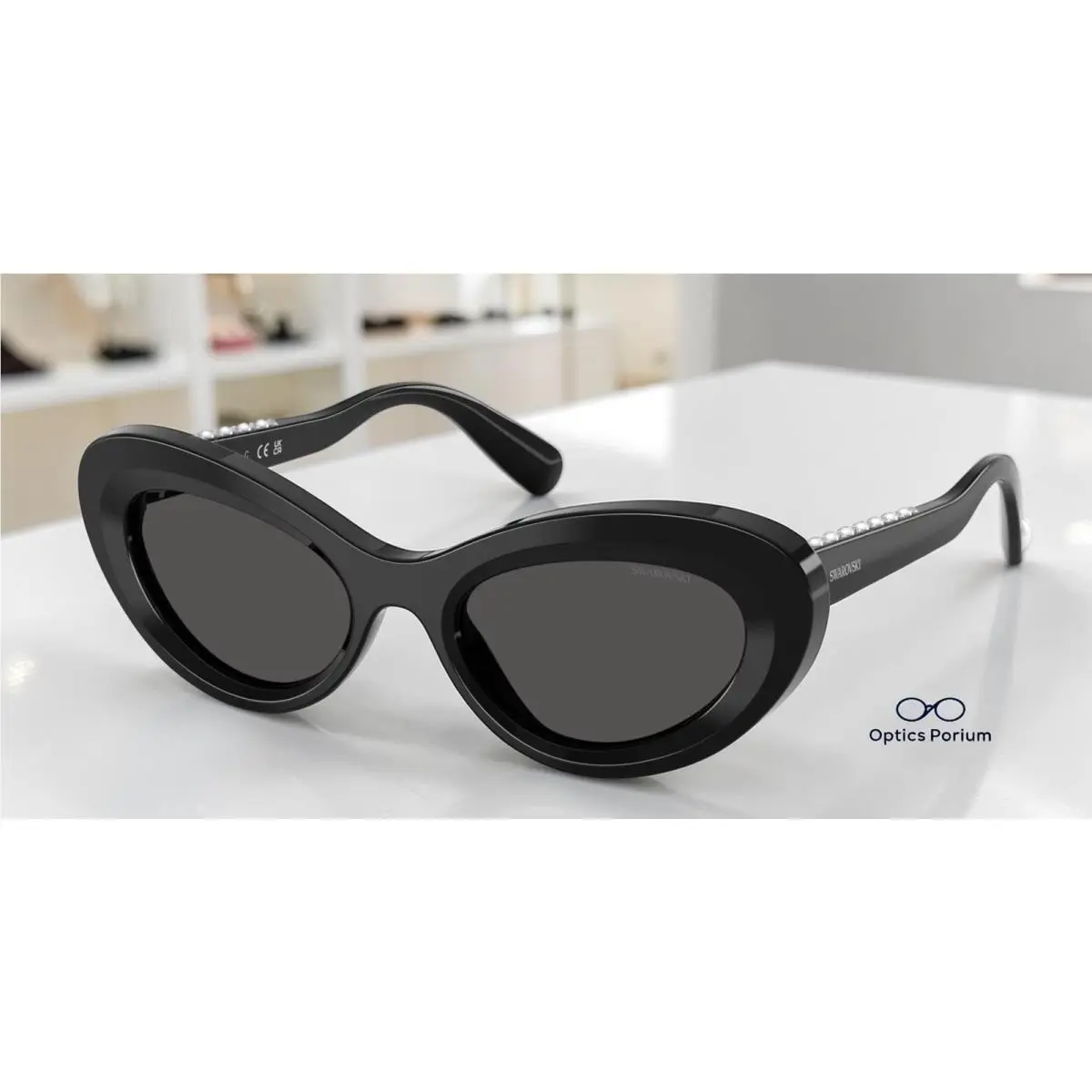 SK6061U 100187 Black Dark Grey 51 mm Women`s Sunglasses by Swarovski