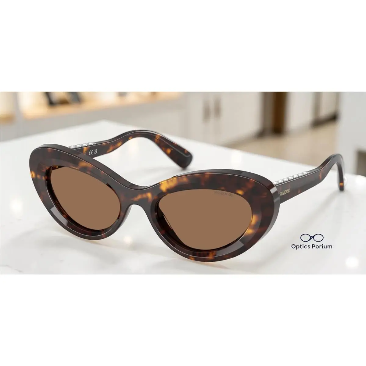 SK6061U 100273 Havana Dark Brown 51 mm Women`s Sunglasses by Swarovski