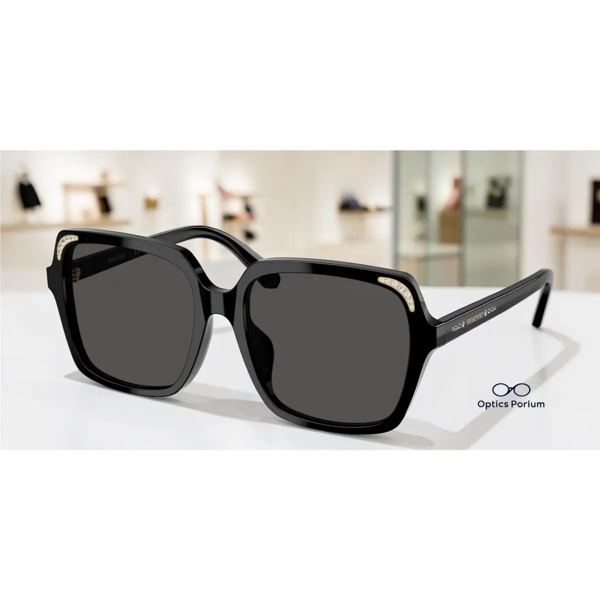 SK6034D 100187 Black Dark Grey 56 mm Women`s Sunglasses by Swarovski