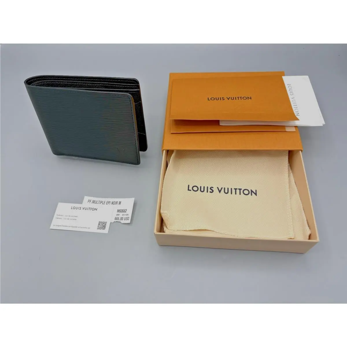 Louis Vuitton Epi Fold Wallet Black Leather