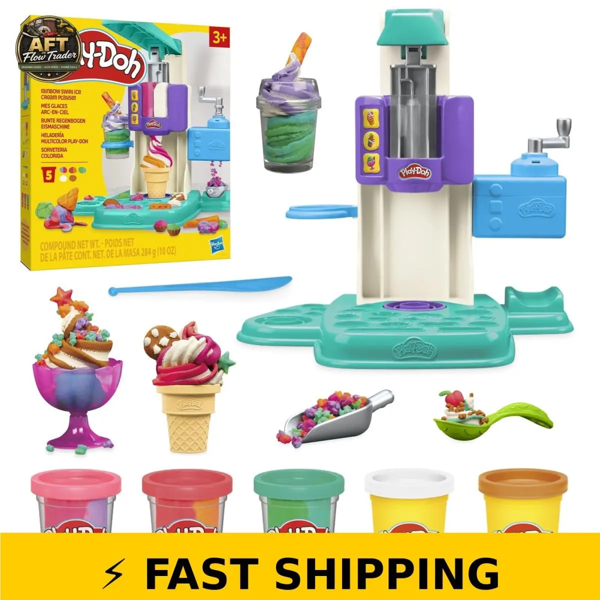 Play-doh Rainbow Swirl Ice Cream Playset 2 oz Ages 3+