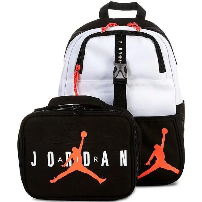 Nike Jordan Lunch Bag Backpack Combo Black White Infrared 9A0775 F00