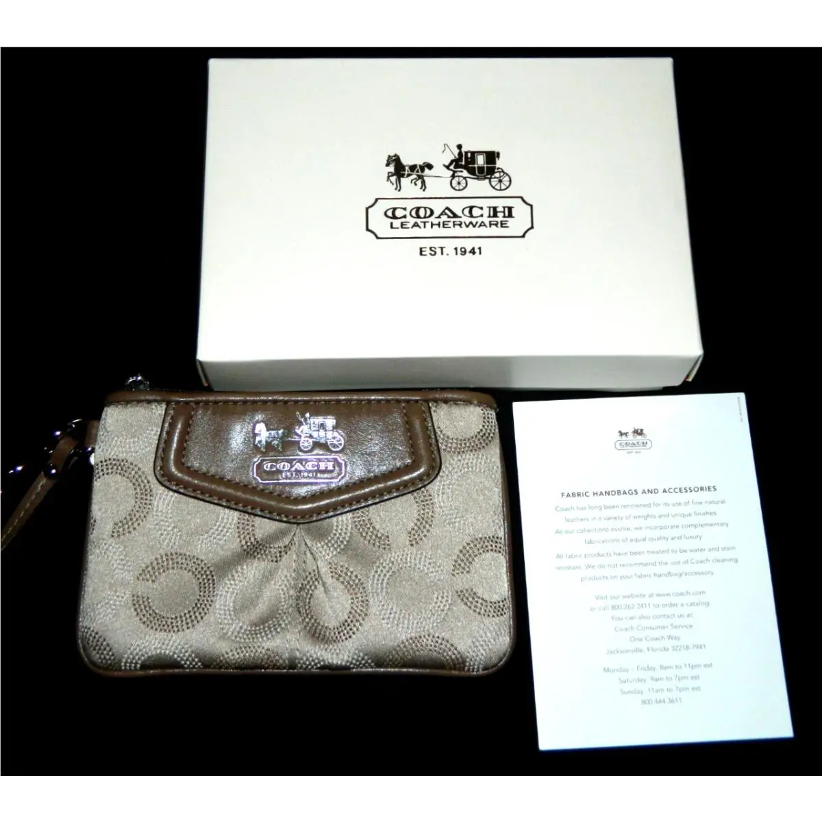 Coach Cosmetic Bag 6 by 4 Light Brown Leather