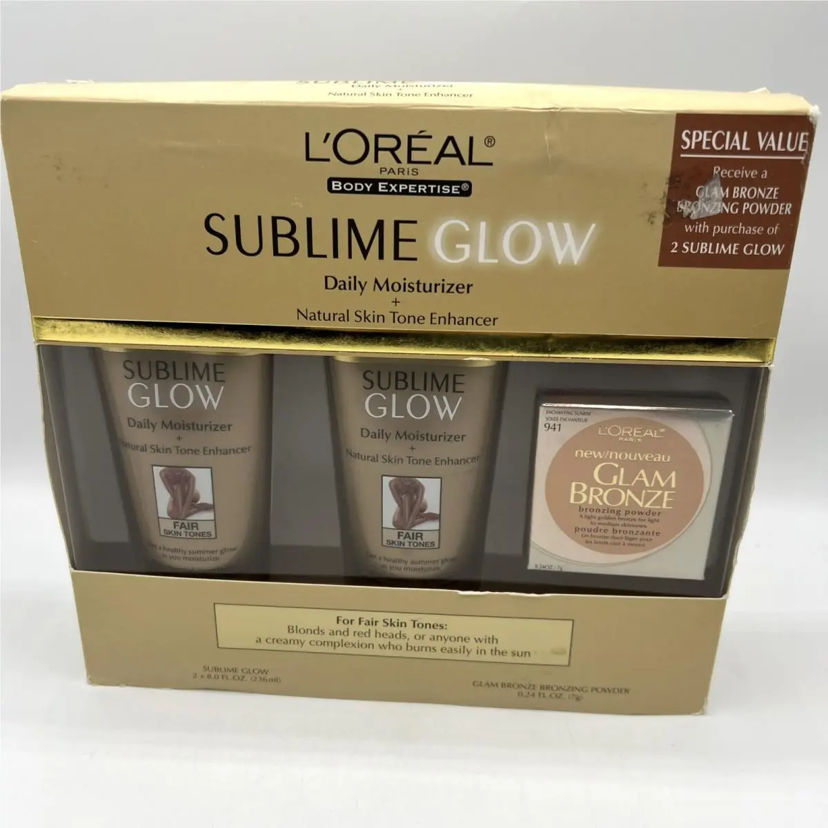 L`oréal L’oréal Sublime Glow Daily Moisturizer Fair Skin Tones 8 oz x2 Glam Bronze