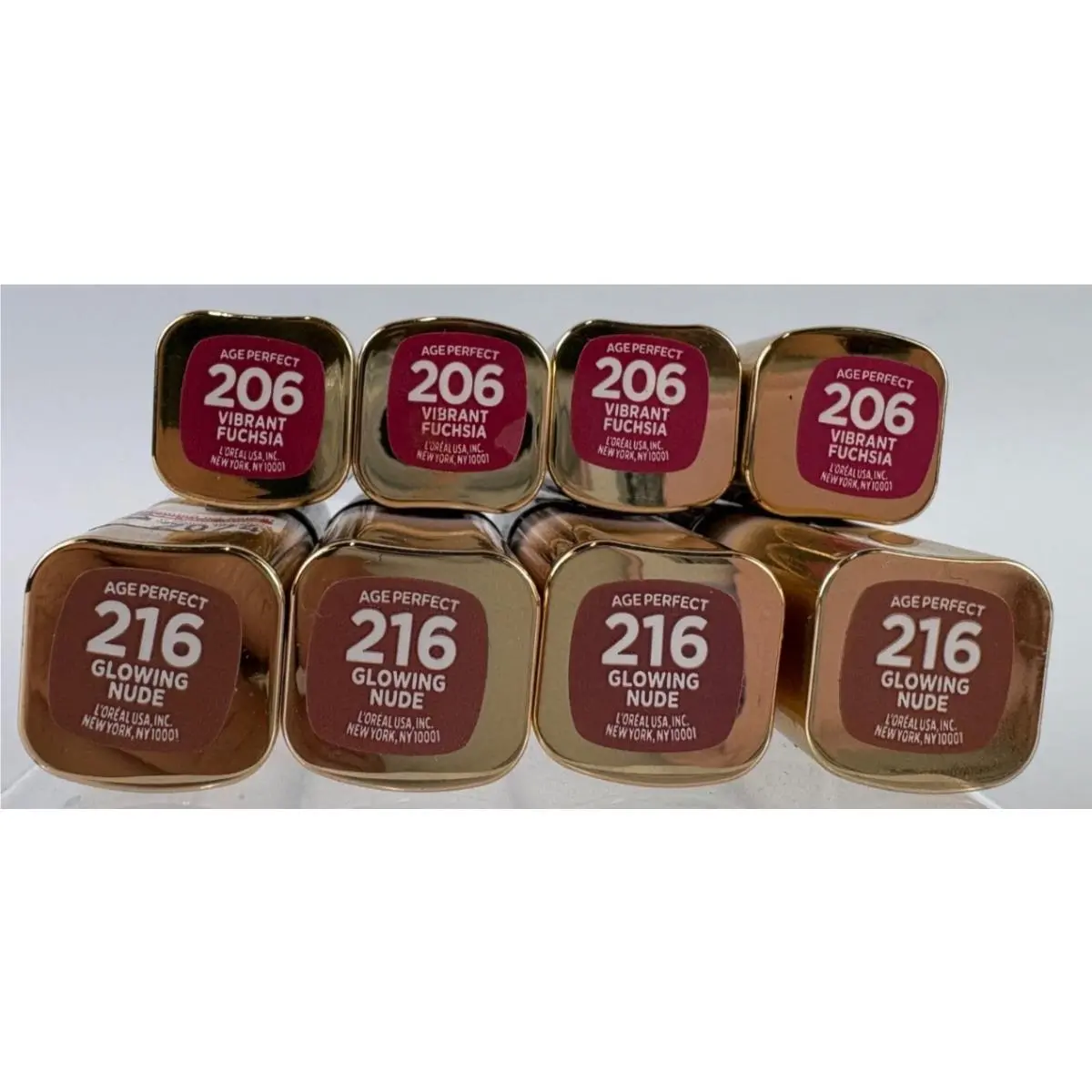 L`oreal Lipstick Shade 206 Vibrant Fuchsia 216 Glowing - Lot of 8