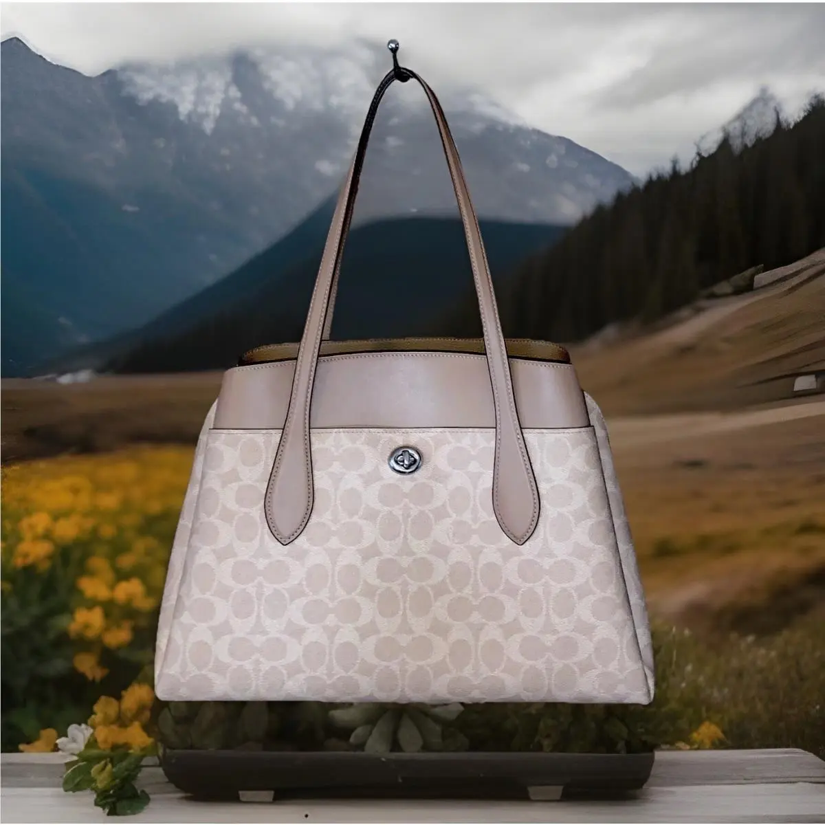 Coach Signature CC Lora Carryall-sand-taupe Smooth Leather-convertible