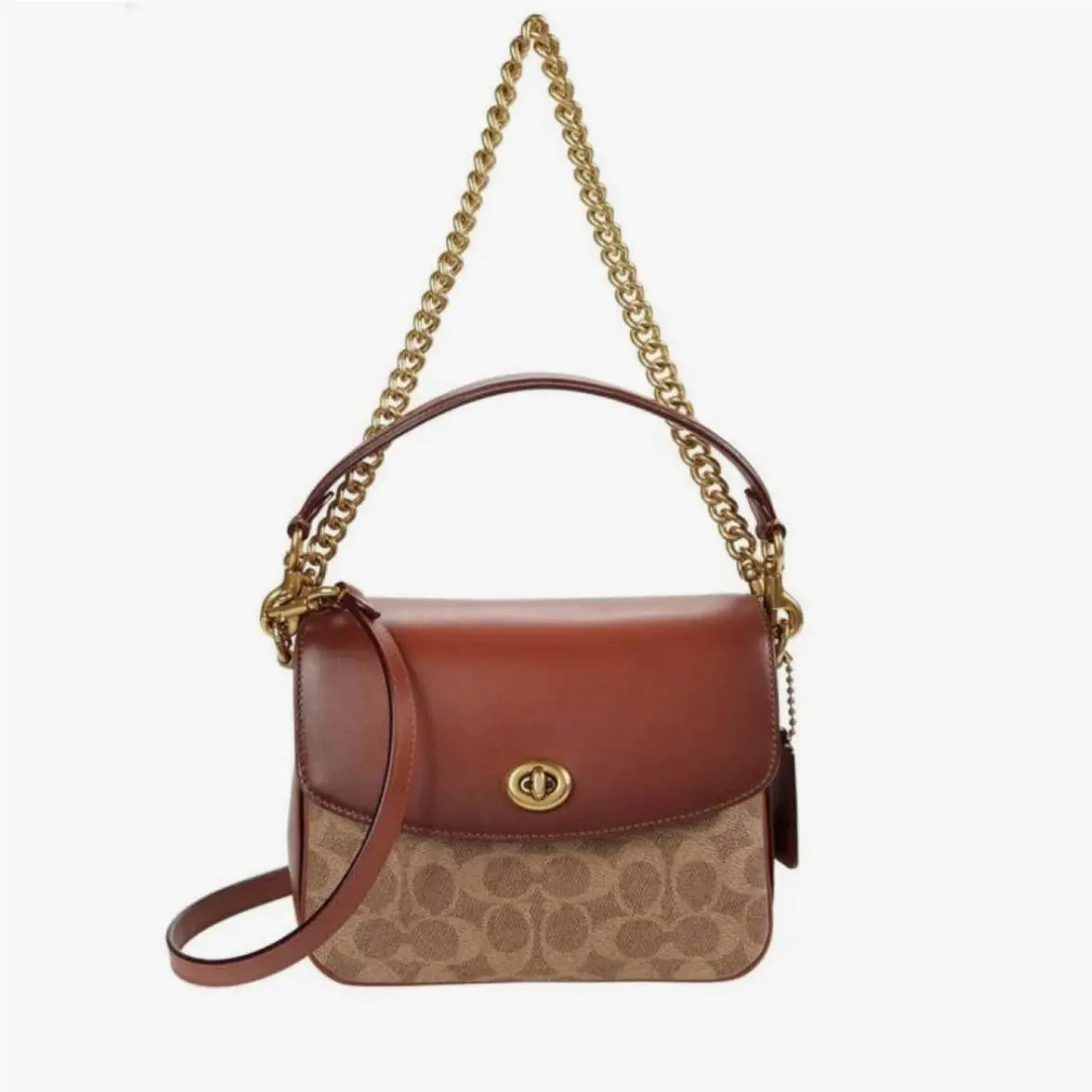 Cassie Crossbody Bag Purse 19 Signature Canvas Tan Rust Onl by Coach