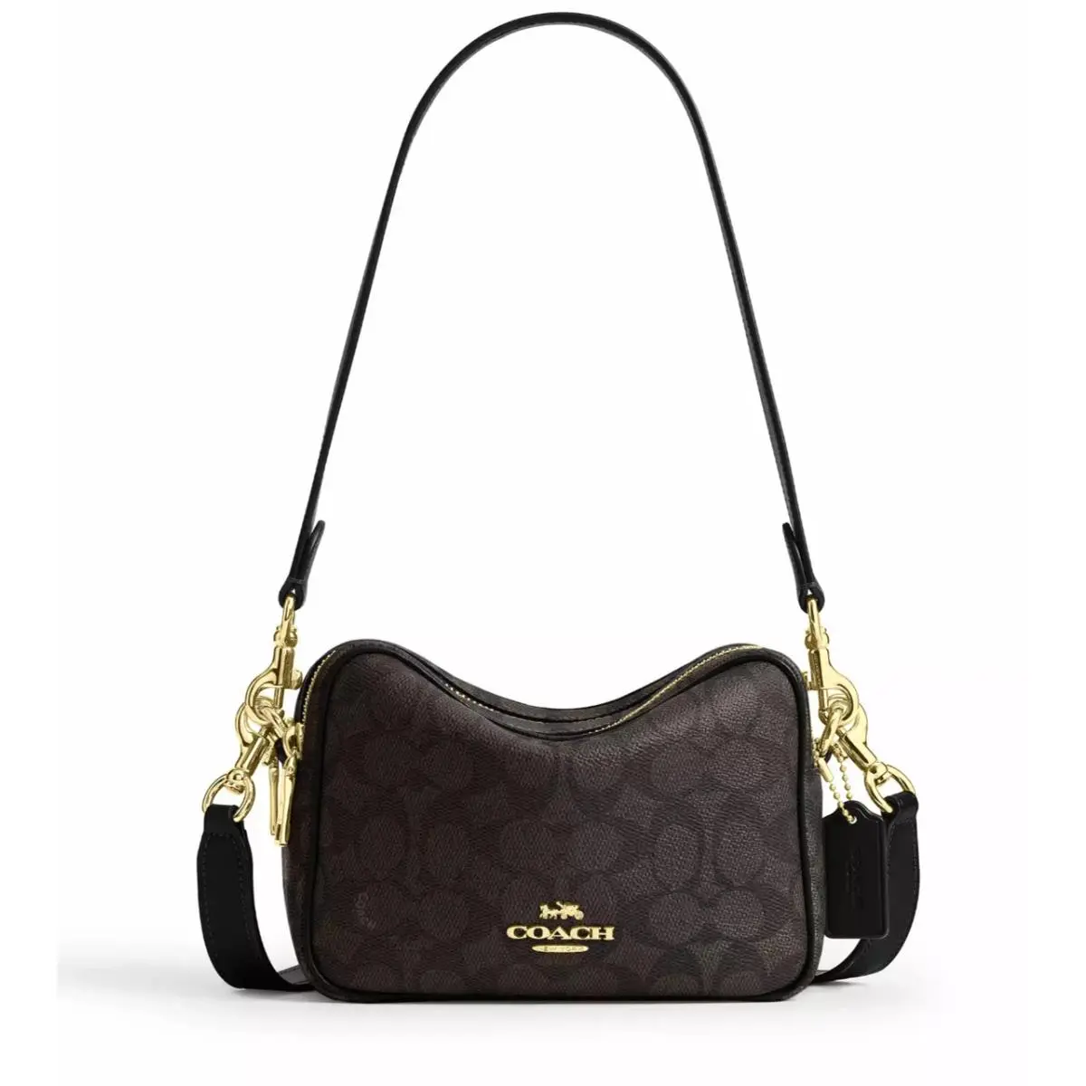 Coach Mini Carey Crossbody Bag In Signature Canvas Walnut Brown CEK69
