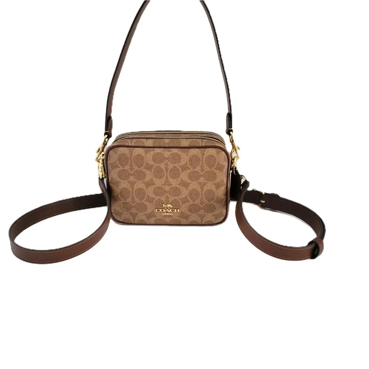 CEK69 Mini Carey Signature Pvc Crossbody Bag Handbag Tan Brown by Coach