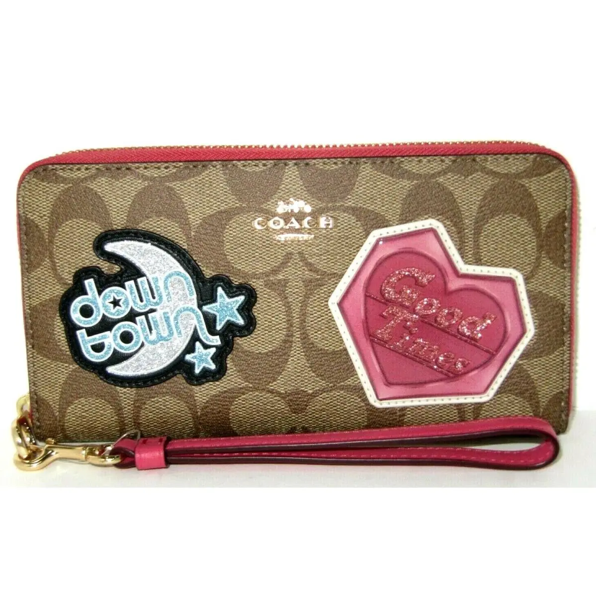 Coach C6995 Signature Long Zip Around Khaki Multi Wallet Down Town Good Times