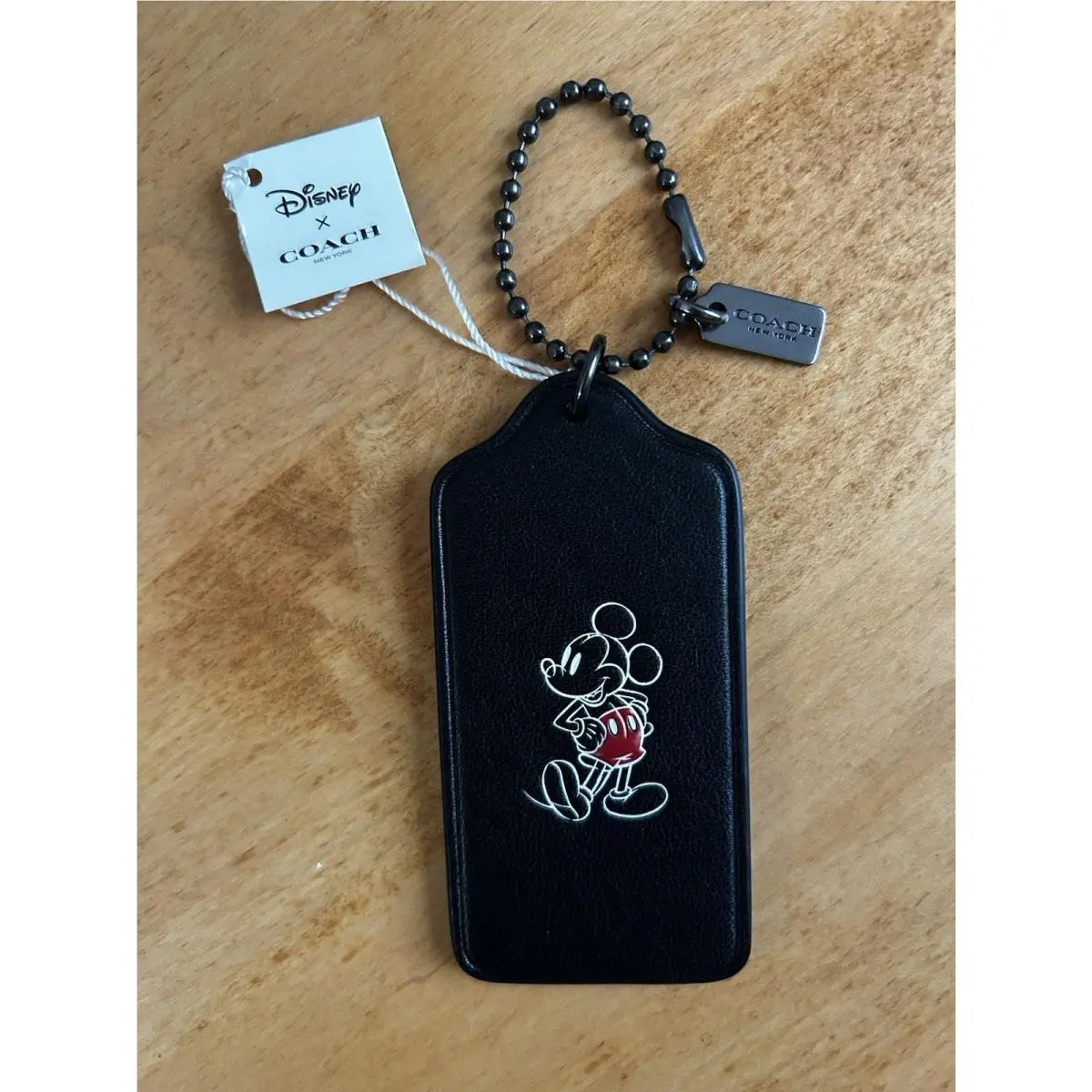 Coach Disney X Mickey Mouse XL Black Leather Hangtag Charm F59153