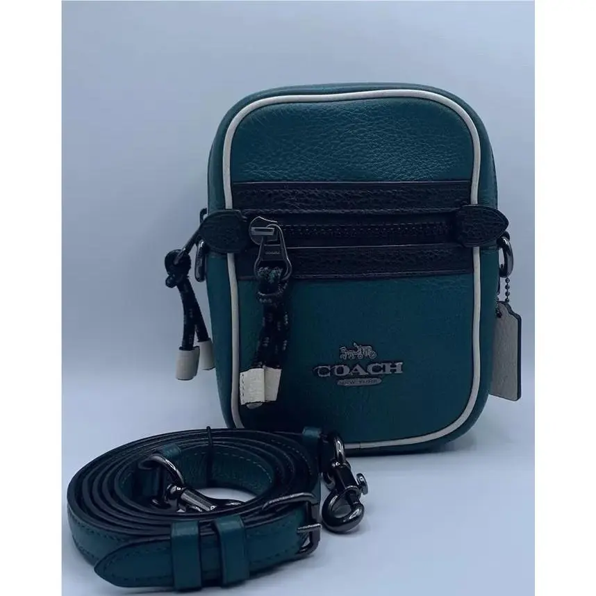 Coach Vale Phoebe Green/black/white Color-block Crossbody