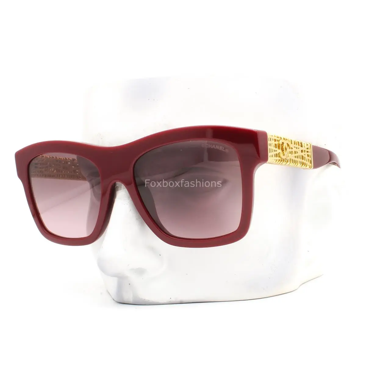 Sunglasses ch5533A 1792/S1 Glossy Dark Red Gold Jewel Tweed with Case by Chanel