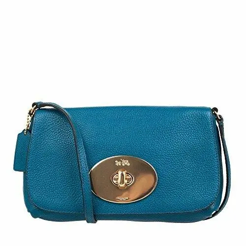 Pebble Leather Turn Lock Clutch Crossbody Bag F52896 Li/denim by Coach