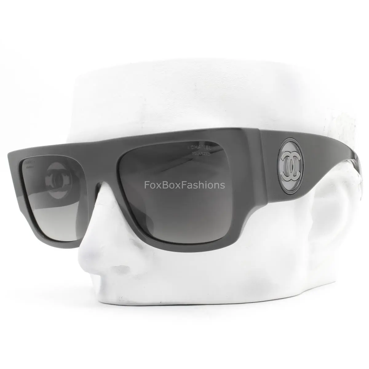 Chanel Sunglasses Polished Gray Polarized Gunmetal ch5549-A 1813/S8 with Case