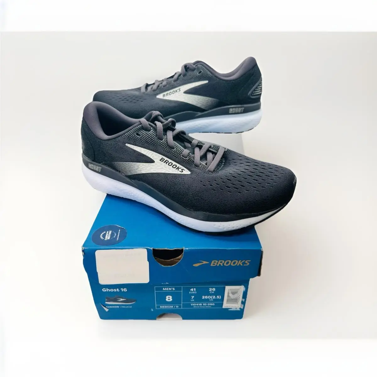 Brooks Ghost 16 ‘black White’ Athletic Running Shoes 1104181D090 Men’s Size 8 US