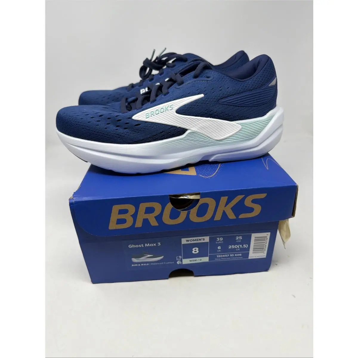 Size 8 Wide- Brooks Ghost Max 3 Navy Clearwater