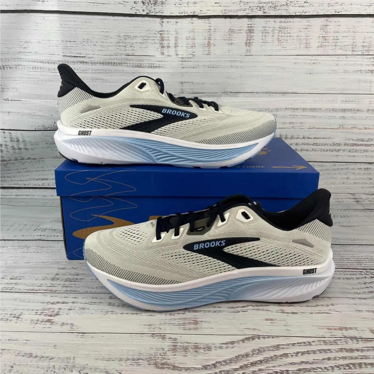 Brooks Ghost 18 Men US 14 D Running Shoe White Black Open Air