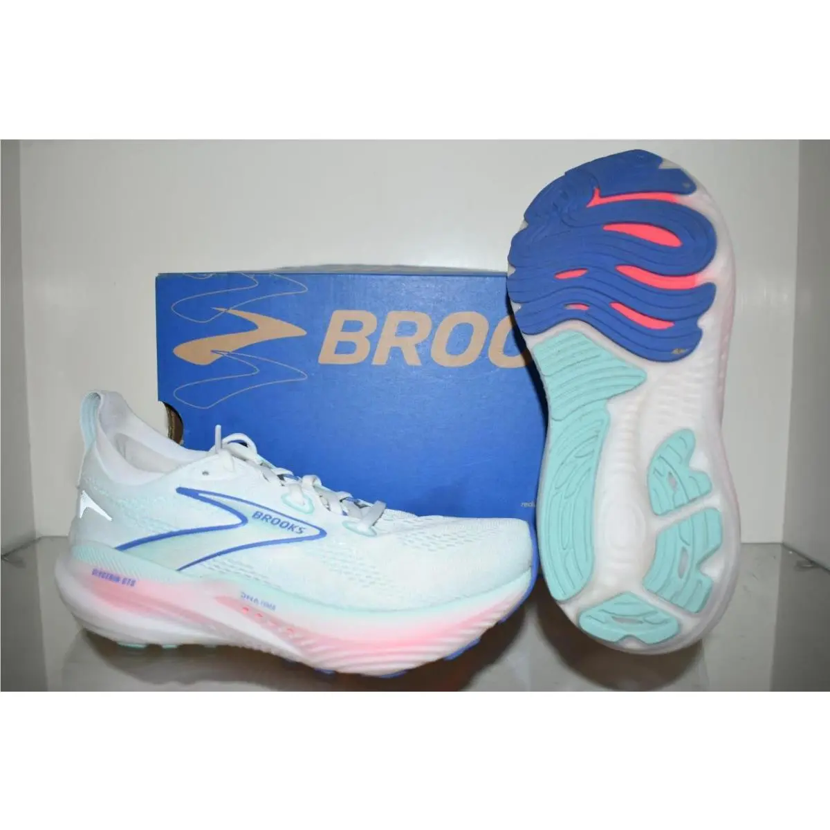 Brooks Glycerin Gts 22 Running Shoes 120435 1B 110 Size 6 White/blue/pink