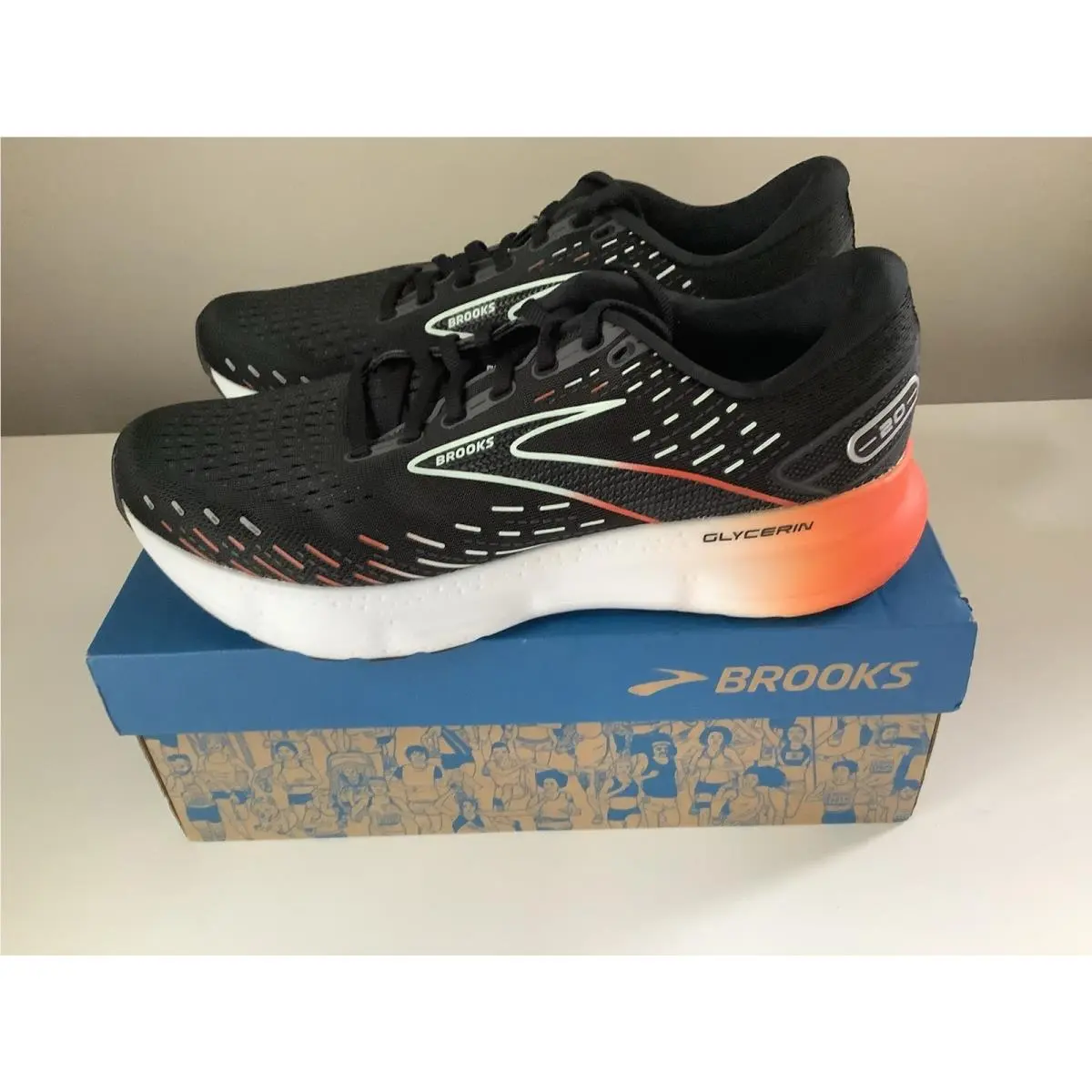 Brooks Glycerin 20 Women`s Running Shoes - Black/orange - Sz 10