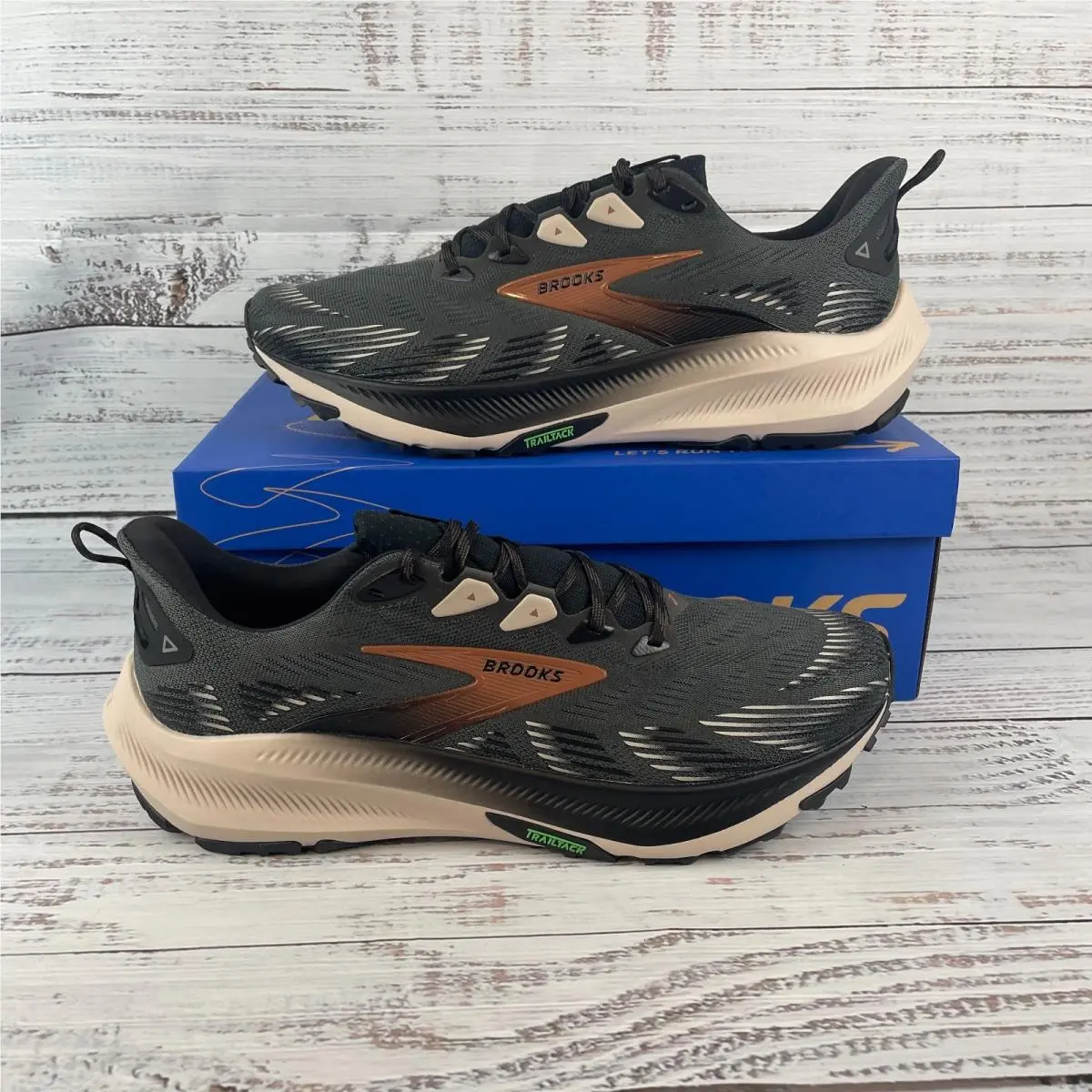 Brooks Ghost Trail Men US 14 D Trail Running Shoe Ebony Black Clove
