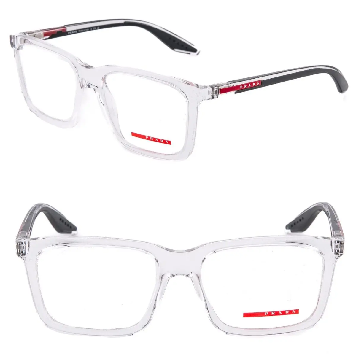 Prada Linea Rossa Eyewear 03SV Crystal Black Rubber Sport Eyeglass 55 mm PS03SV
