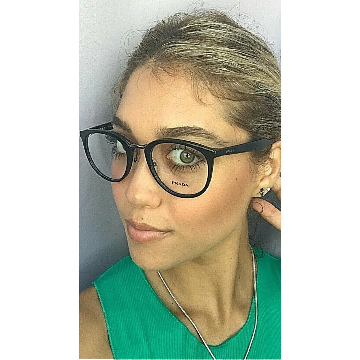 Prada Vpr 0T3 1AB-1O1 52mm Black Round Men’s Women’s Eyeglasses Frame