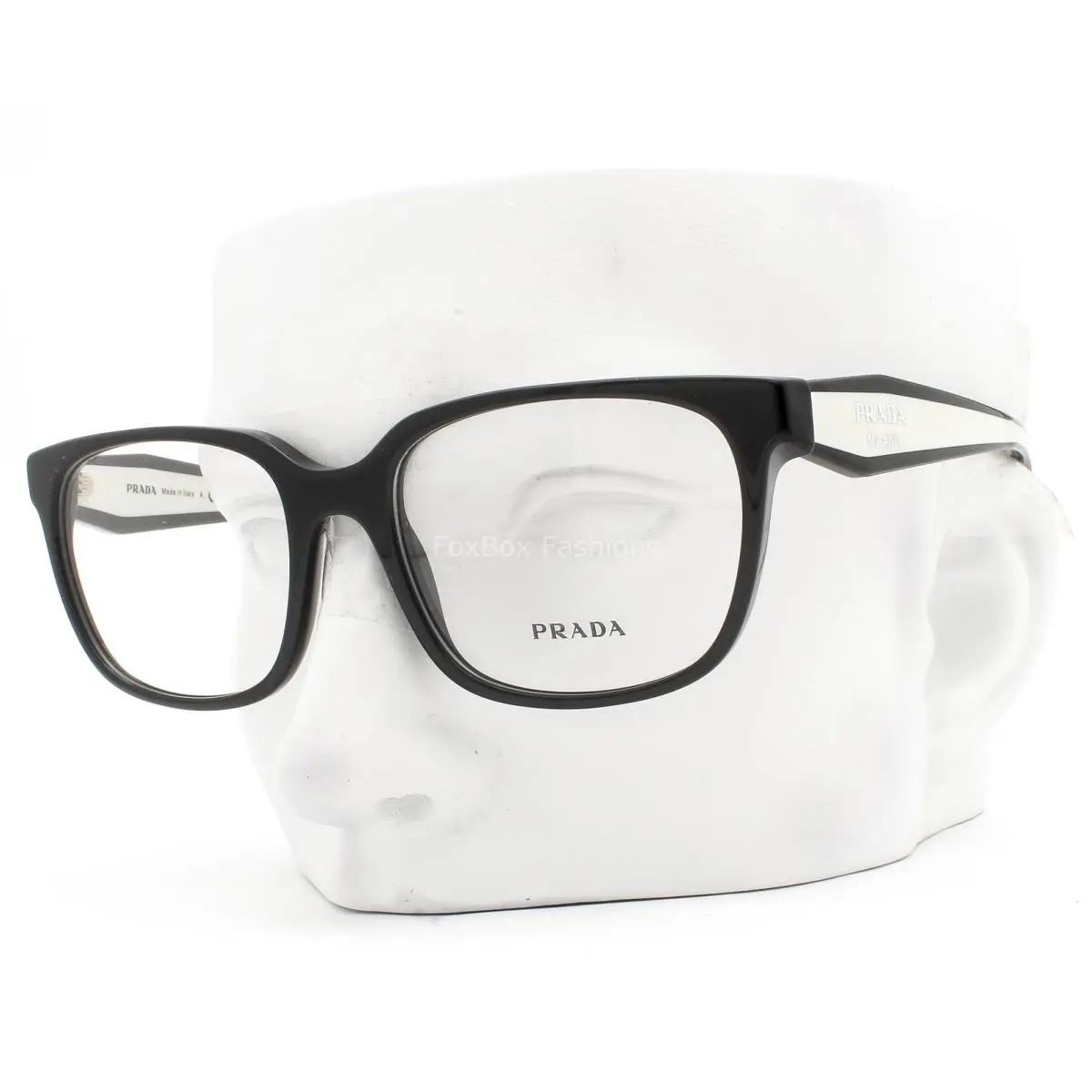 Prada Eyeglasses Glasses Vpr 17Z 1AB-1O1 Polished Black on White 54mm with Case