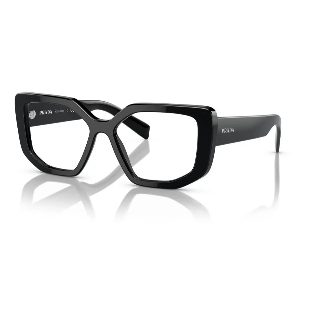 Prada Symbole PRA04V 1AB1O1 52 Black Logo Bold Eyeglass Optical Frame