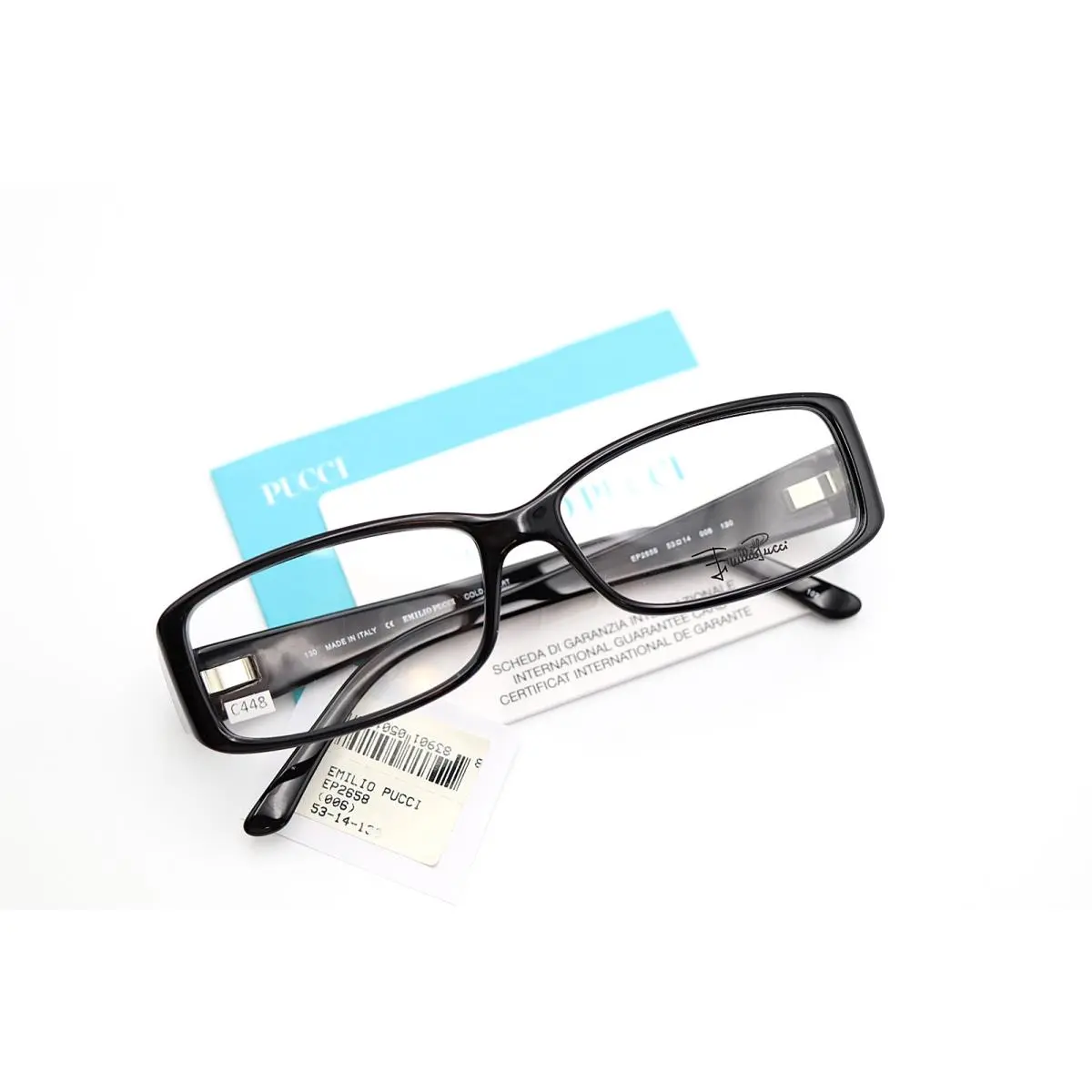 EP2658 006 Black 53-14-130 Frames Flex Hinges Card Italy C448 by Emilio Pucci