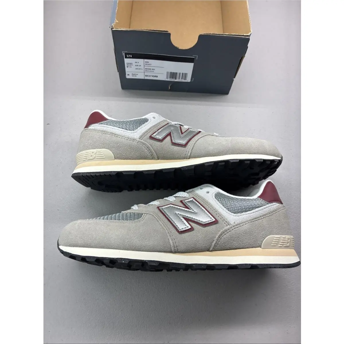 New Balance 574 Sneaker - Youth US 6.5 M - Women US 8 - Brown/red/gray GC574SKB