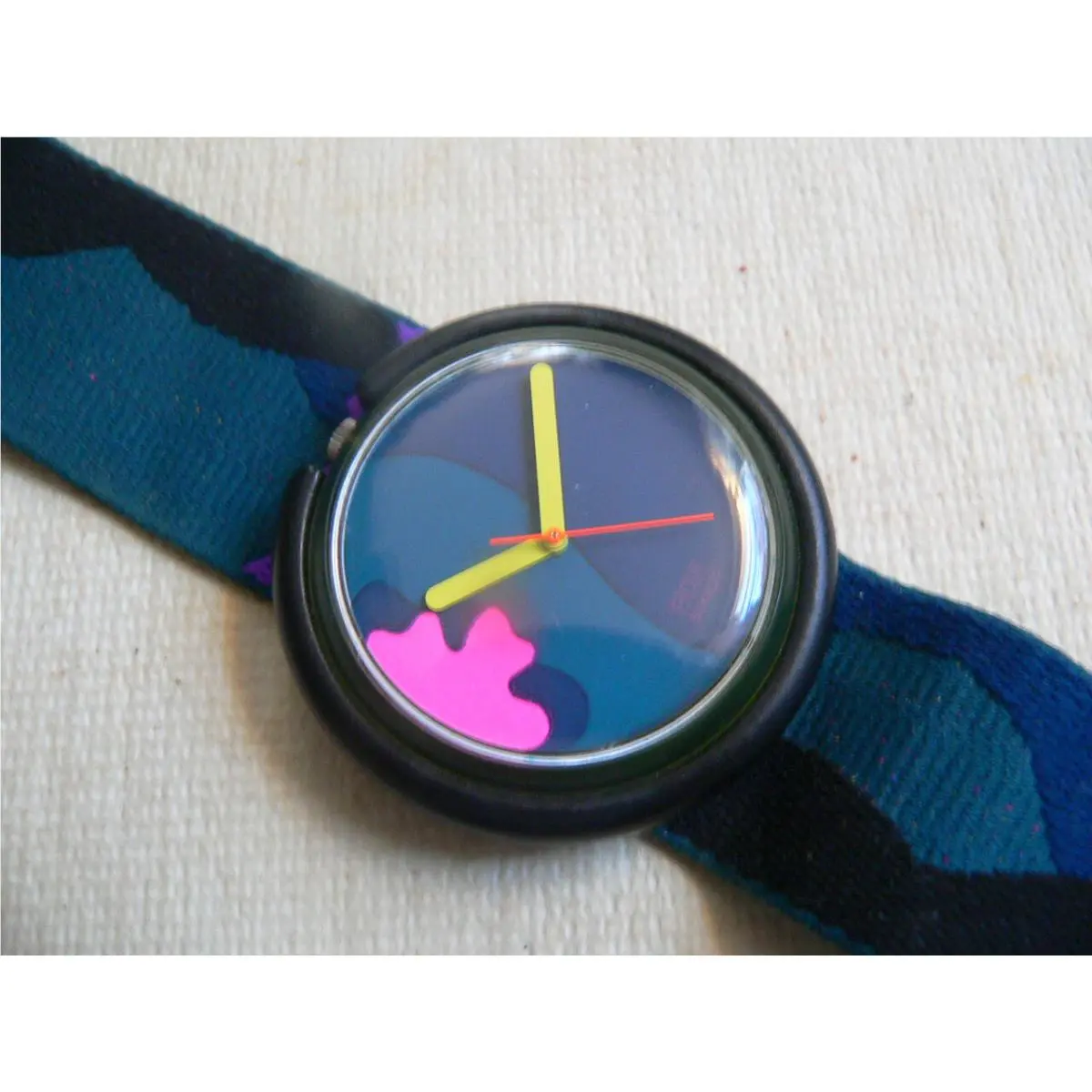 Pop Swatch Watch Tropical Night PWBS104 W/ Box/Paper/1990 Rare