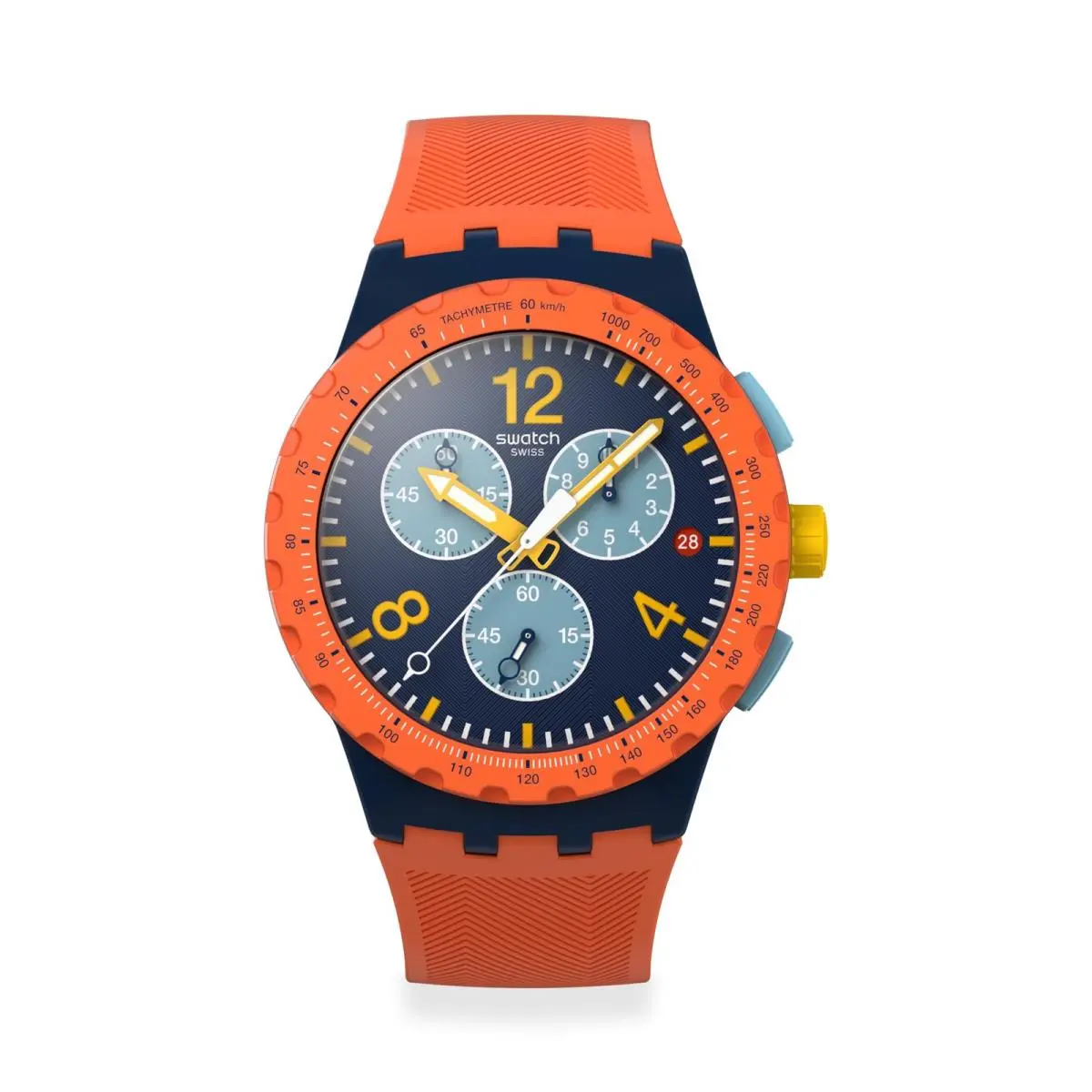 Unisex Casual Watch Orange Polymer Quartz Camo Flash by Swatch