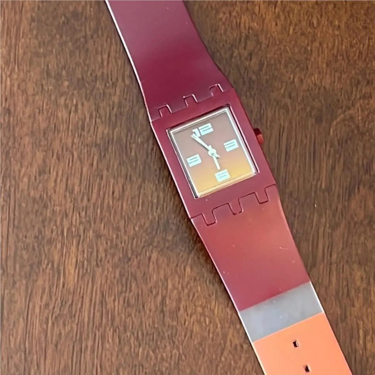 Swatch SUBR102 Tank Watch - Ombré Face / Two Tone Band with Clear Stripe