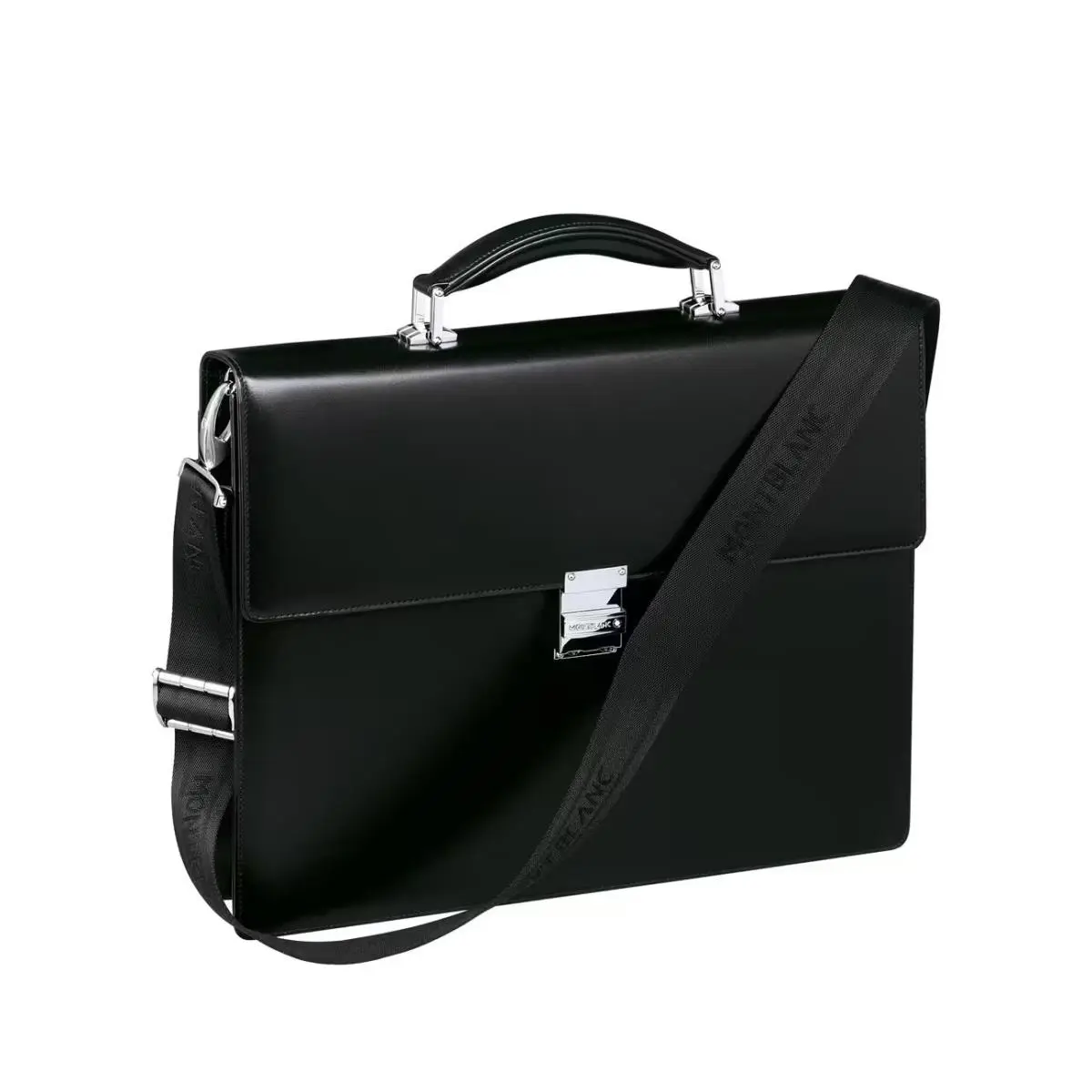 820 Montblanc Meisterstück Single Gusset Full-grain Briefcase 104606 Black
