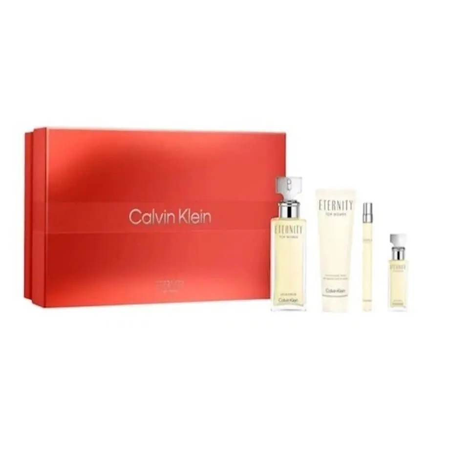 Eternity Women 4pc Gift Set 100ml Edp + Lotion + Mini + Spray by Calvin Klein