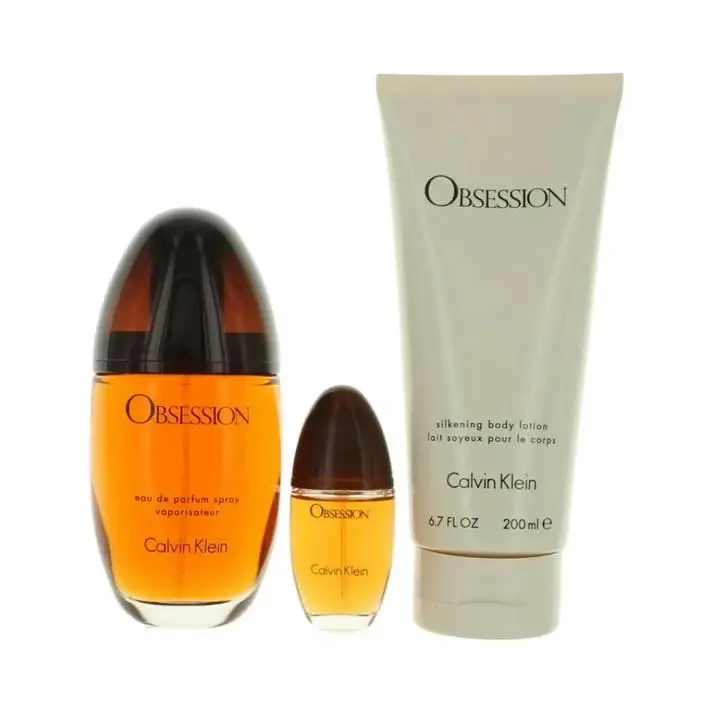 Calvin Klein Obsession For Women 3-Piece Gift Set – Eau de Parfum Body Lotion