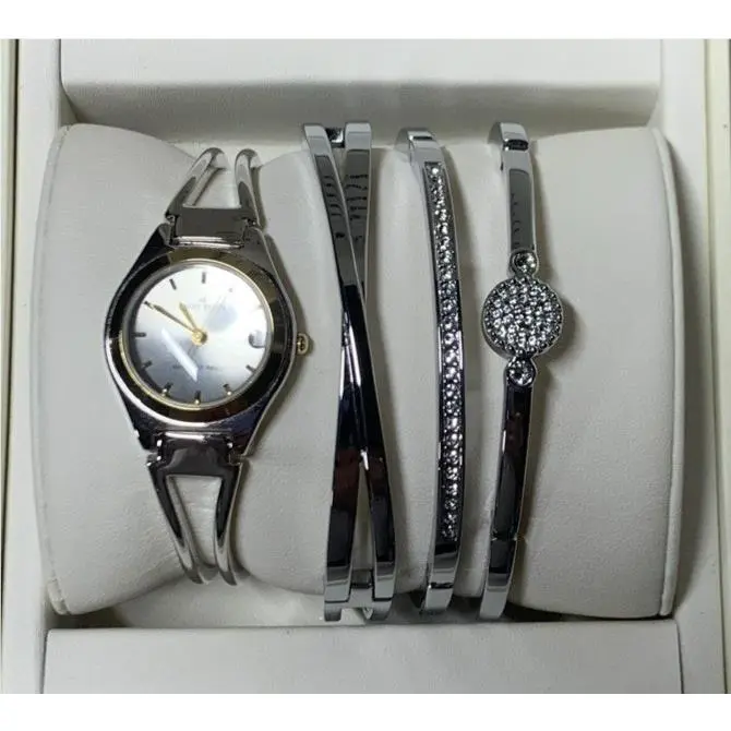 Anne Klein Watch Bracelet Set Swarovski Crystals