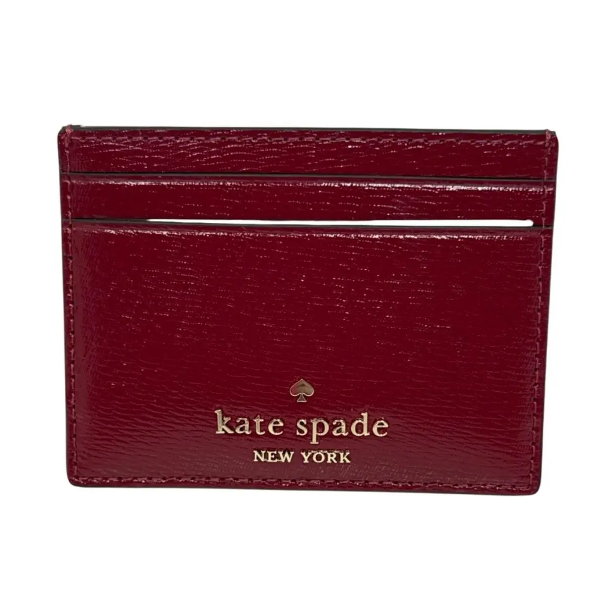 Kate Spade Madison Slim Card Holder Jam Red Saffiano Leather Wallet New Logo