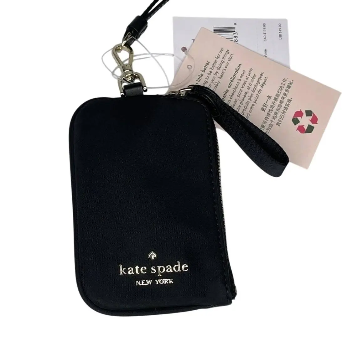 Kate Spade Chelsea Black Card Case ID Wallet Lanyard