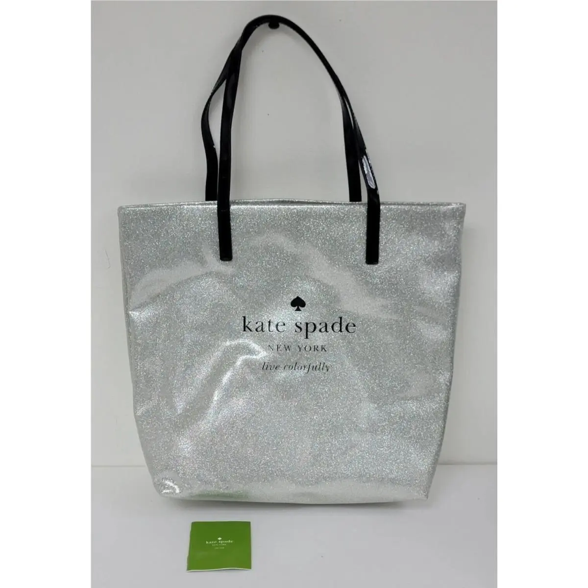 New York Holiday Drive Silver Sparkle Bon Shopper Tote New by Kate Spade