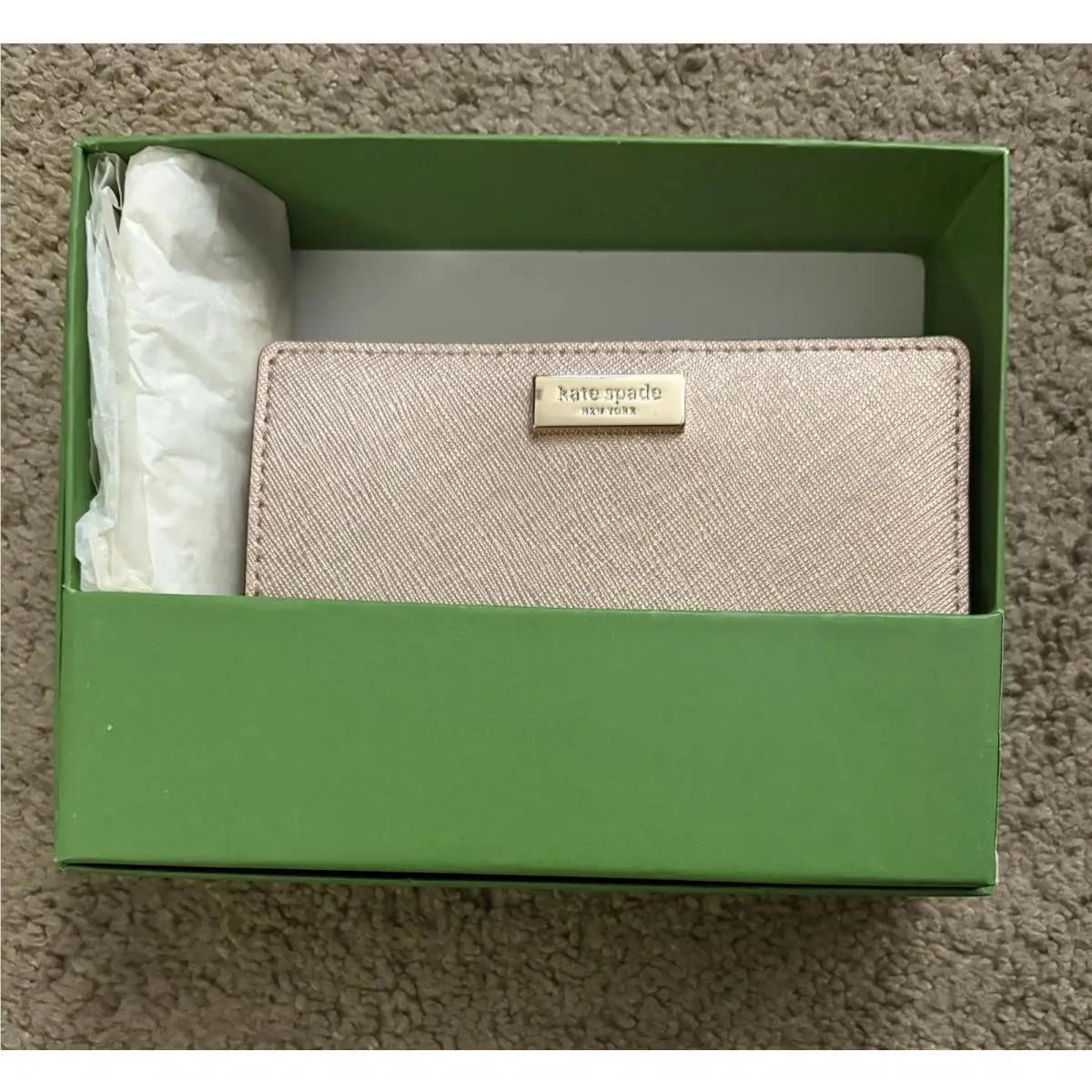 Kate Spade New York Newbury Lane Wallet Pink Pebbled Leather Medium Bifold New